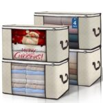 90L Foldable Storage Bags, 4-Pack Beige