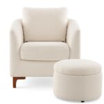 COLAMY Sherpa Accent Chair & Ottoman Set