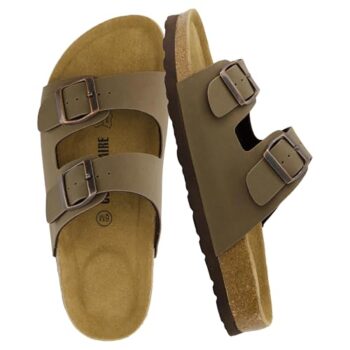 CUSHIONAIRE Women's Cork Footbed Slide Sandals