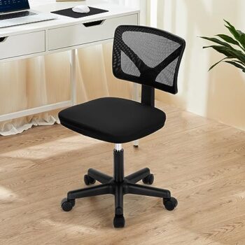 Ergonomic Armless Rolling Desk Chair - Black