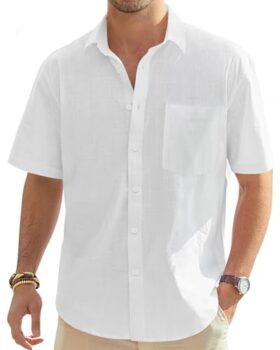 J.VER Men's Linen Button Down Shirt