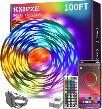 KSIPZE 100ft RGB Music Sync LED Strip Lights