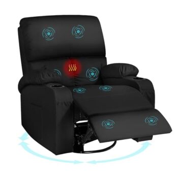 LAFWELL Massage Rocking Recliner Chair, Black