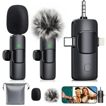 MENERESAS 3-in-1 Wireless Lavalier Microphone