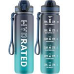 QLUR 32oz Motivational Water Bottle with Straw