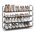 SONGMICS 4-Tier Slim Shoe Rack, Black