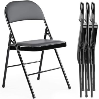 Sweetcrispy 4 Pack Leather Folding Chairs