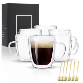 VENVENWEAVS Set of 6 Insulated Glass Mugs