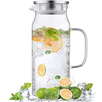 2L Glass Pitcher with Lid and Spout