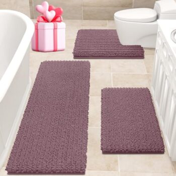 ACCUMTEK Extra Large Mauve Bathroom Rug Set