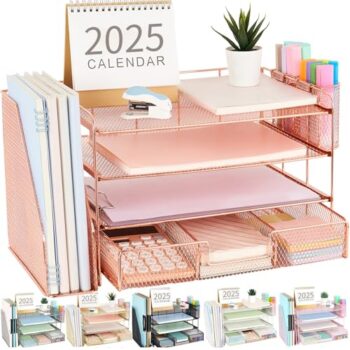 Gianotter Rose Gold Desk Organizer Set