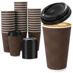 Huifany 16 oz Disposable Coffee Cups, 50 Pack