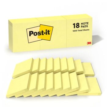 Post-it Notes, 3x3, 18 Pads, Canary Yellow