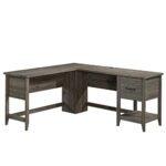 Sauder Summit Station L-Shaped Desk, Pebble Pine