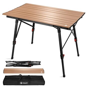 VILLEY Portable Adjustable Camping Table - Gold