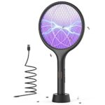 Products 36 YISSVIC Rechargeable Electric Fly Swatter - 4000V Bug Zapper Racket with Dual Modes and Purple Mosquito Light for Indoor Home, Office, Backyard, and Camping Use