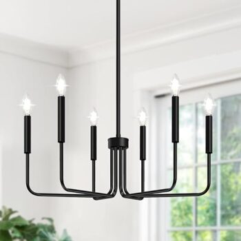 6-Light Black Farmhouse Chandelier for Home