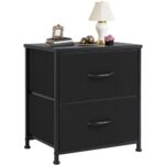 DUMOS Small Black Nightstand with 2 Drawers
