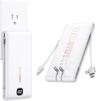 VEEKTOMX 10000mAh Portable Charger with Cables