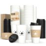16 oz Coffee Cups with Lids, 100 Pack