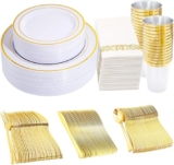 350-Piece White & Gold Dinnerware Set