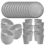 36 PCS Grey Wheat Straw Dinnerware Set