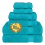 6-Piece Aqua Blue Cotton Towel Set