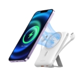ANOUV Magnetic Wireless Power Bank with Built-In Cables and Foldable Holder
