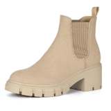 Athlefit Women’s Chelsea Boots – Lug Sole, Chunky Heel, Ankle Booties