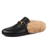 Comfity Womens Backless Fur Loafers