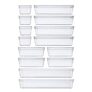 DCA 14-Piece Clear Plastic Drawer Organizer Set for Makeup and Utensils