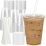 100 Pack Clear Plastic Cups with Lids