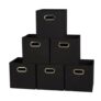 Household Essentials Foldable Fabric Storage Bins Set of 6 Black Cubes