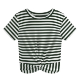 JINKESI Womens Green Stripe Crop Tee