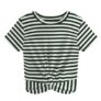 JINKESI Womens Green Stripe Crop Tee