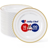 JOLLY CHEF 100 Gold Rim Disposable Plates