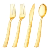 KIRE 400PCS Disposable Gold Silverware Set