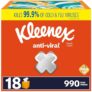 Kleenex Anti-Viral Facial Tissues 3-Ply 18 Boxes 990 Total Tissues