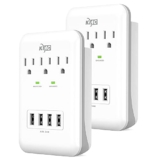 KMC 3-Outlet Wall Surge Protector with USB 2-Pack