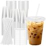 Lamosi 100 Pack Clear Plastic Cups with Lids