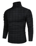 Men’s Turtleneck Slim Fit Plaid Sweater