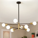 Mid Century Black and Gold Sputnik Chandelier