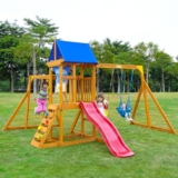 Wooden Swing Set with Monkey Bars