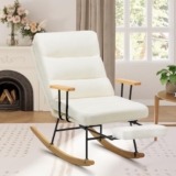 Teddy Upholstered Rocking Chair with Adjustable Backrest and Footrest