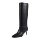 Wetkiss Black Knee-High Stiletto Boots – Pointed Toe, Tall & Wide Calf