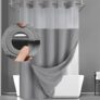 YellyHommy Grey Waffle Shower Curtain Set