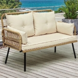 Outdoor Wicker Loveseat with Cushions